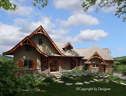 Cottage Country Craftsman European Tudor Elevation of Plan 97607