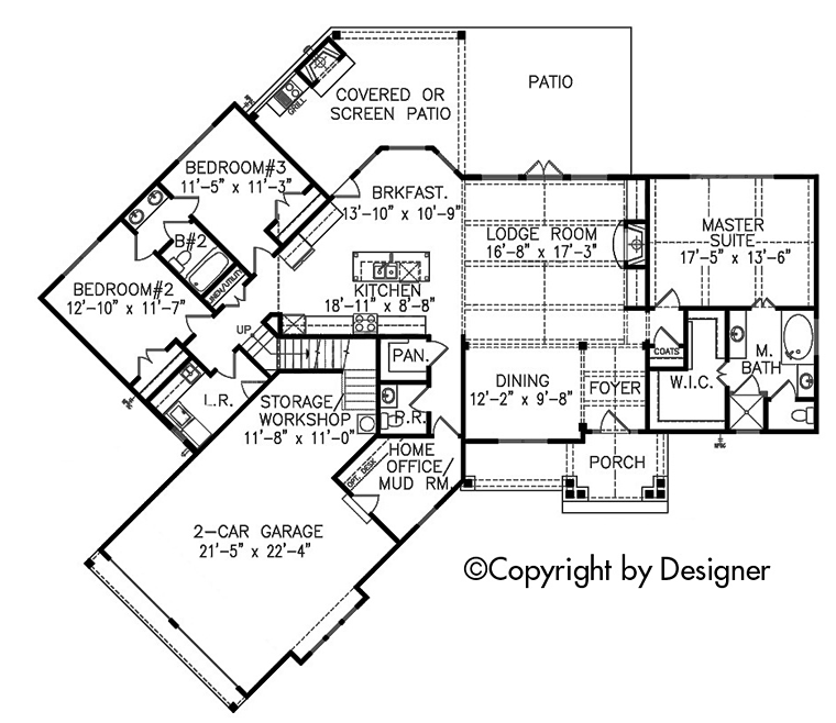 Cottage Craftsman European New American Style Southern Traditional Level One of Plan 97609