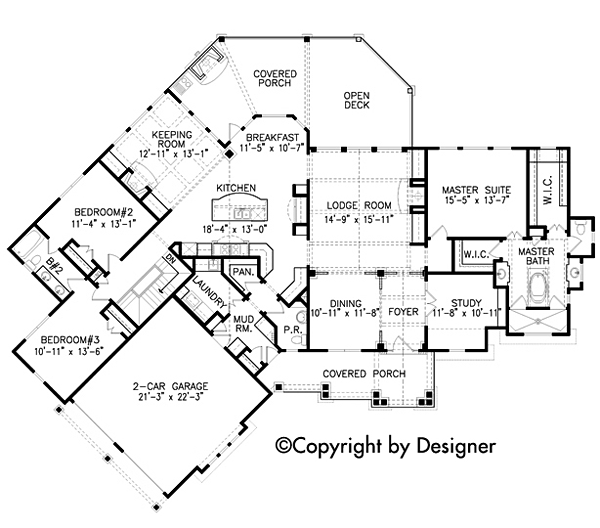 Cottage Country Craftsman New American Style Southern Traditional Level One of Plan 97611