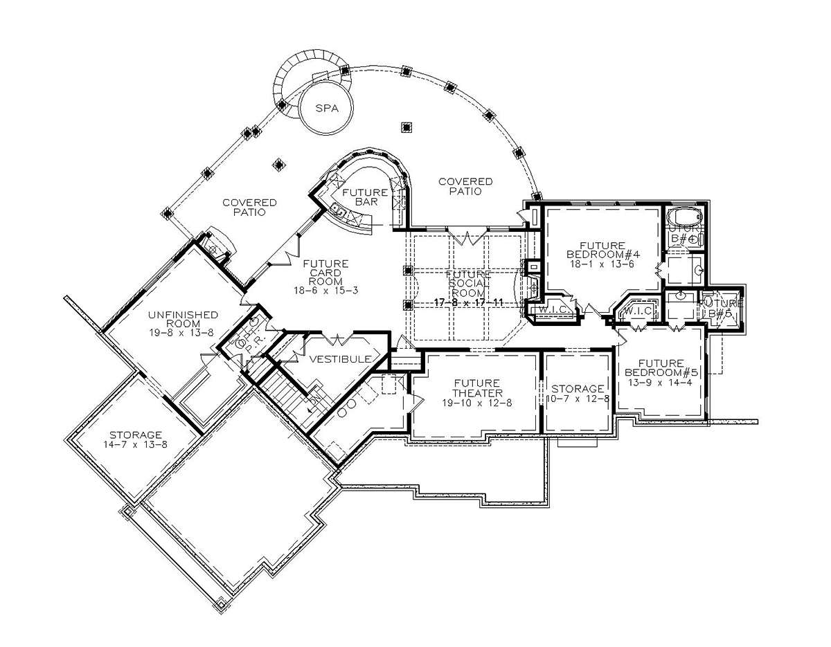 Country Craftsman New American Style Southern Tudor Lower Level of Plan 97613