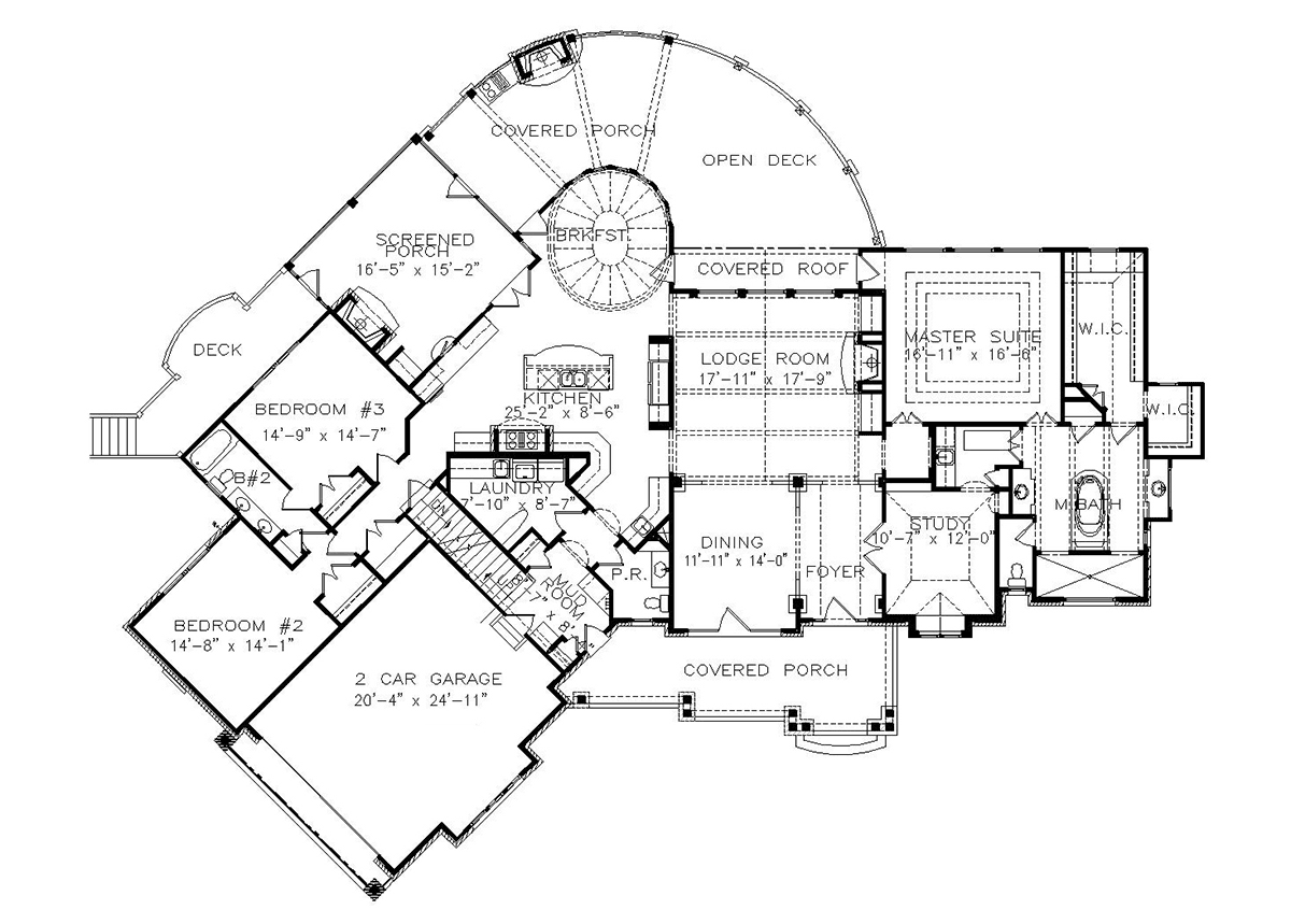 Country Craftsman New American Style Southern Tudor Level One of Plan 97613