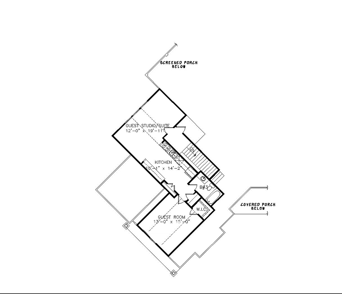 Country Craftsman New American Style Southern Tudor Level Two of Plan 97613