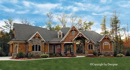 Country Craftsman New American Style Southern Tudor Elevation of Plan 97613