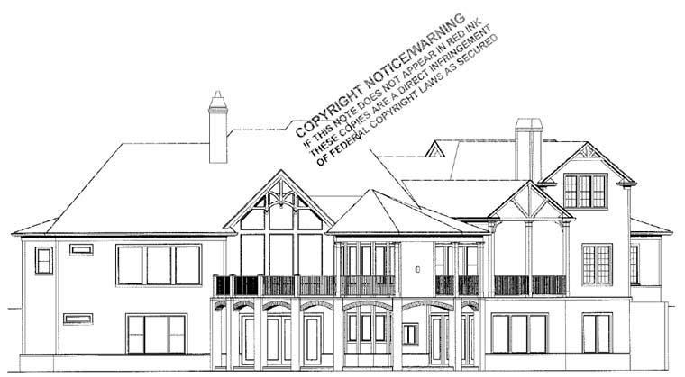 Country Craftsman New American Style Southern Tudor Rear Elevation of Plan 97613