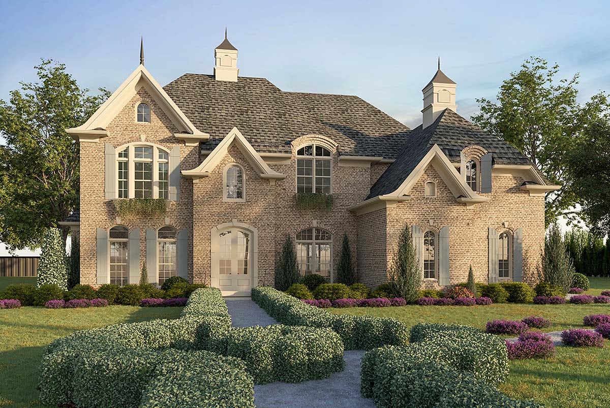 Country, European, Southern, Traditional Plan with 3330 Sq. Ft., 4 Bedrooms, 5 Bathrooms, 3 Car Garage Elevation