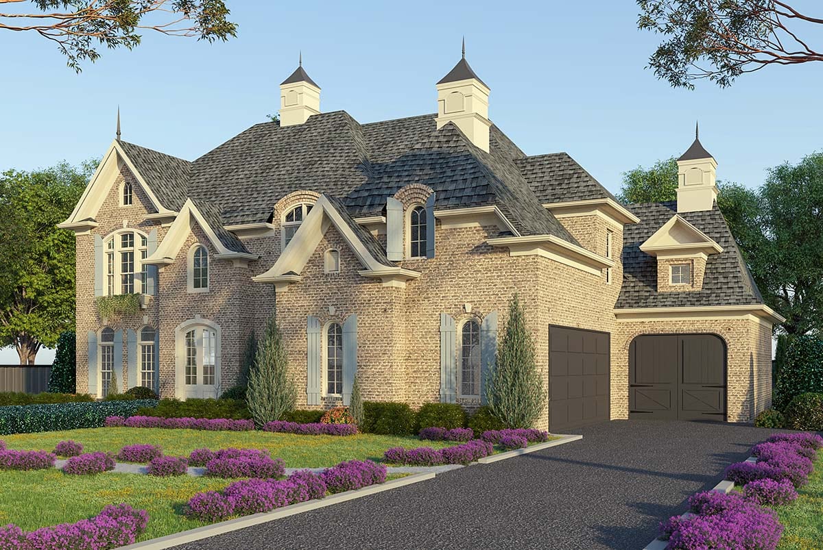Country, European, Southern, Traditional Plan with 3330 Sq. Ft., 4 Bedrooms, 5 Bathrooms, 3 Car Garage Picture 2