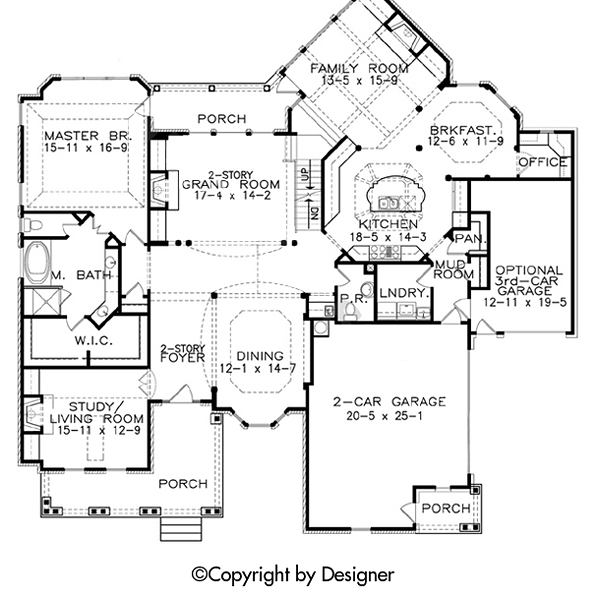 Country European Farmhouse Southern Traditional Level One of Plan 97619