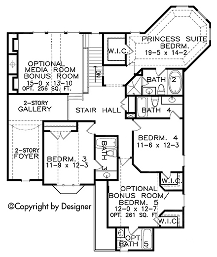 House Plan 97619 Second Level Plan