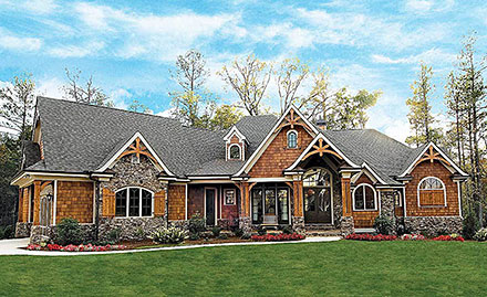 Country Craftsman New American Style Southern Traditional Elevation of Plan 97622