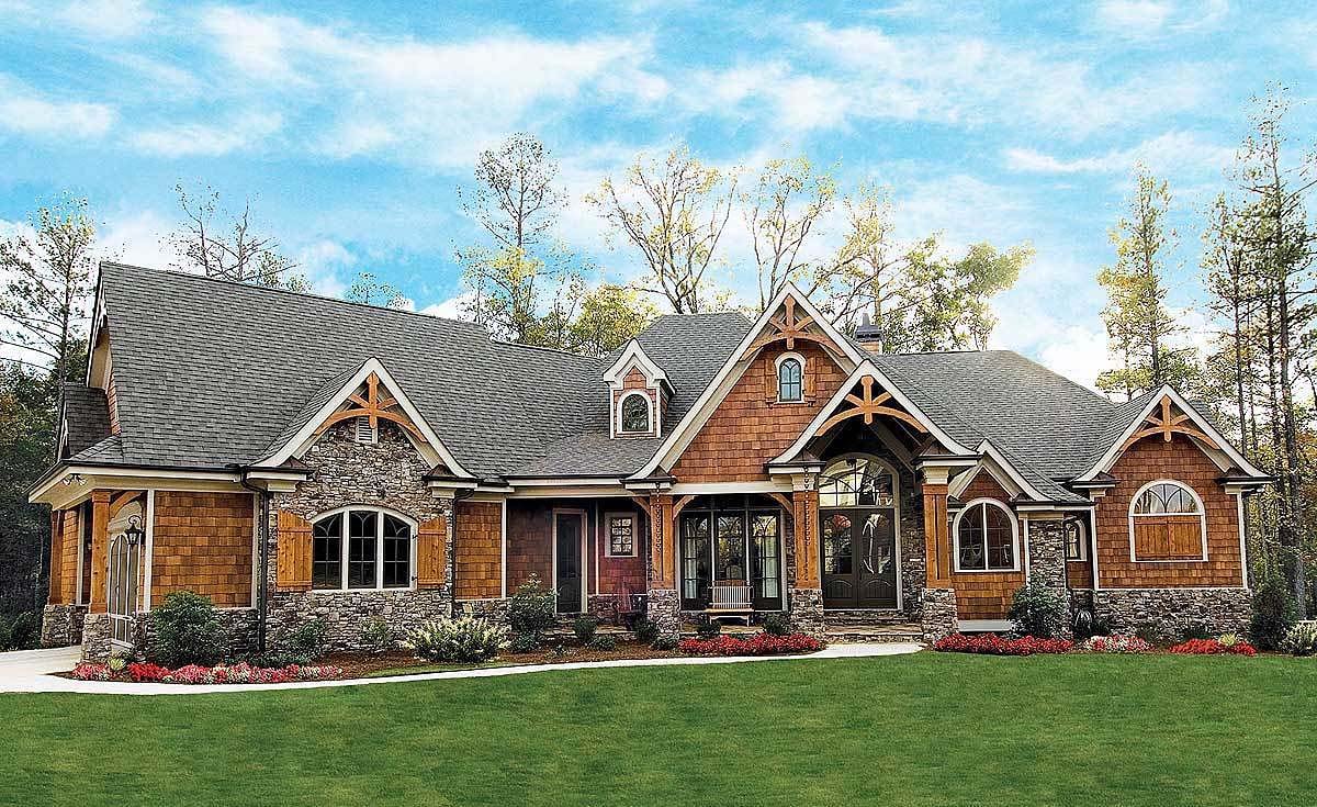 Country, Craftsman, New American Style, Southern, Traditional Plan with 2611 Sq. Ft., 3 Bedrooms, 3 Bathrooms, 2 Car Garage Elevation