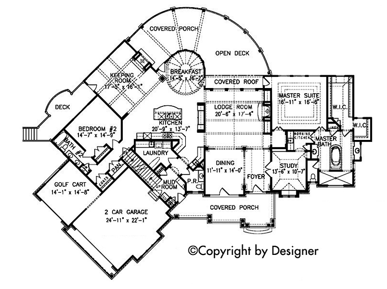 Country Craftsman New American Style Southern Traditional Level One of Plan 97623