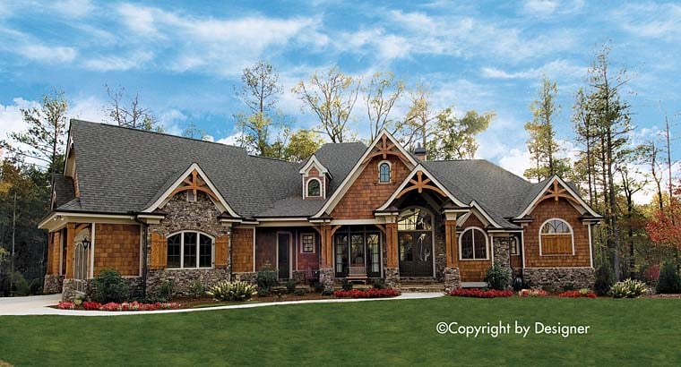 Country, Craftsman, New American Style, Southern, Traditional Plan with 3956 Sq. Ft., 4 Bedrooms, 5 Bathrooms, 2 Car Garage Elevation