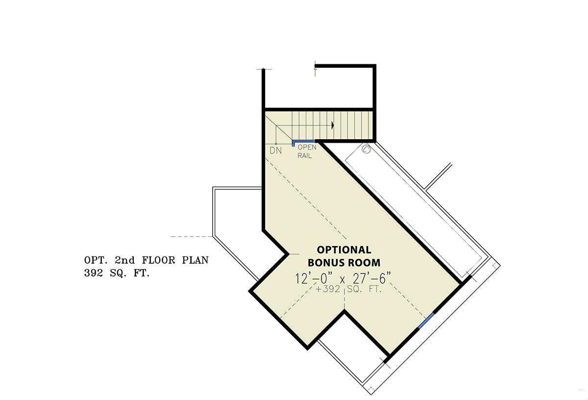 Cottage Country Craftsman New American Style Southern Traditional Level Two of Plan 97624