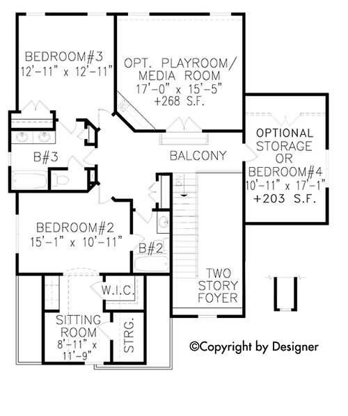 Country Craftsman Southern Traditional Tudor Level Two of Plan 97629