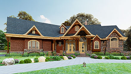 Cottage Country Craftsman New American Style Traditional Elevation of Plan 97630