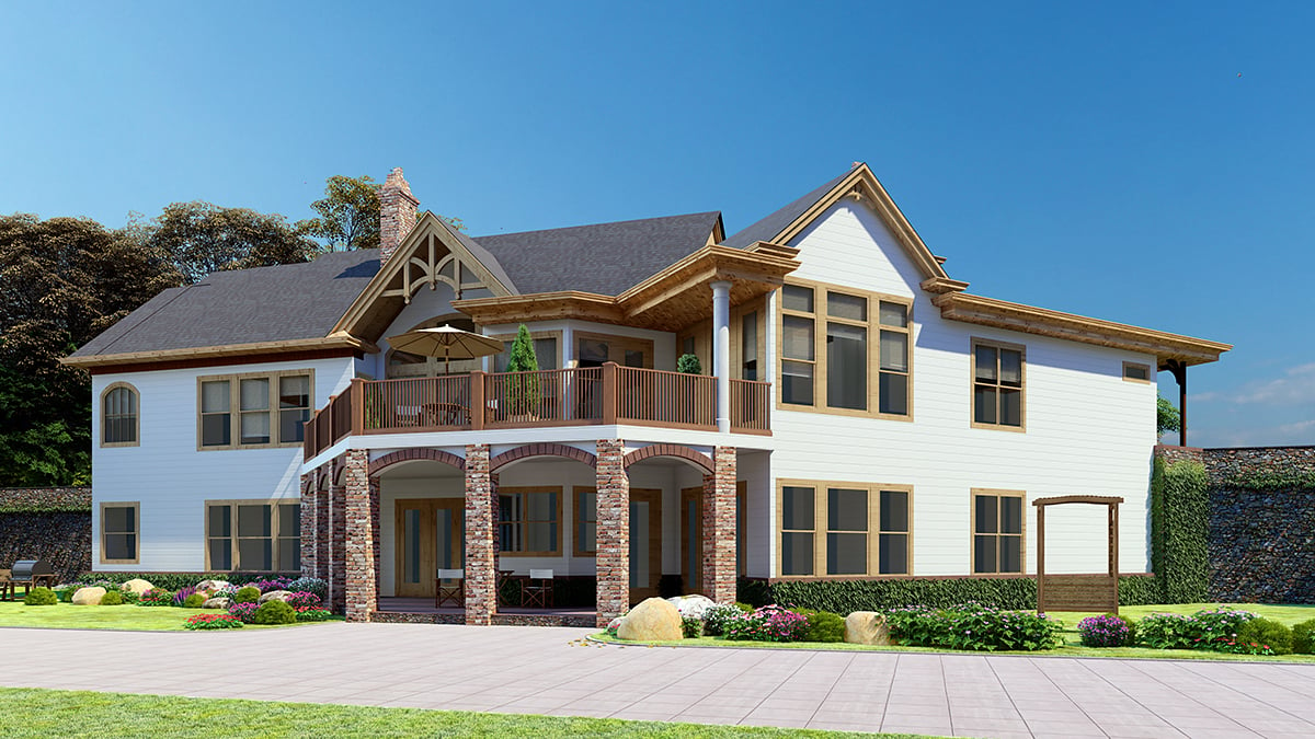 Cottage, Country, Craftsman, New American Style, Traditional Plan with 2707 Sq. Ft., 3 Bedrooms, 3 Bathrooms, 2 Car Garage Rear Elevation