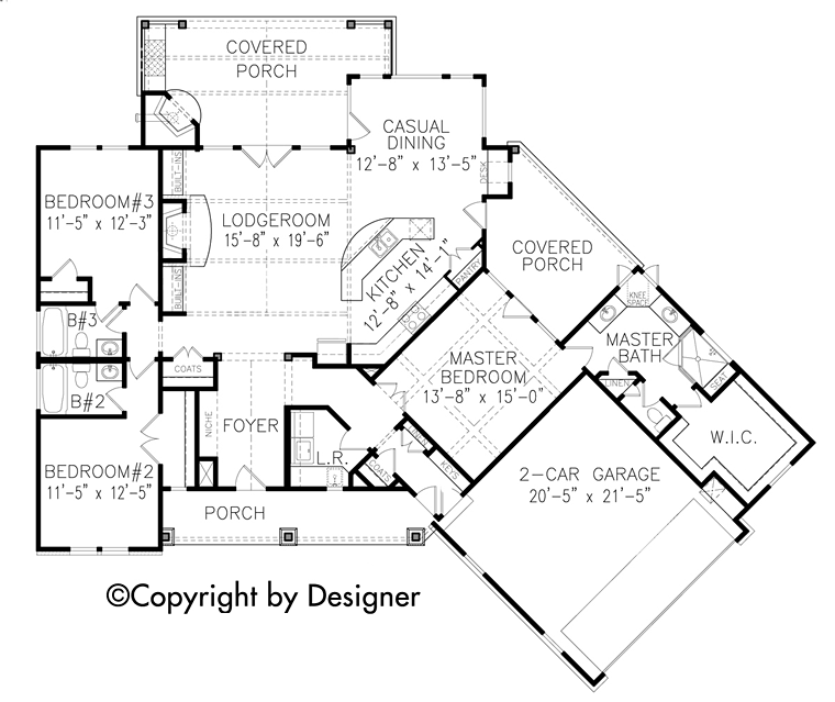 Cottage Craftsman Southern Traditional Level One of Plan 97631