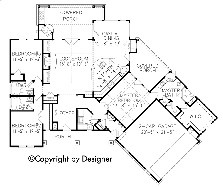 Cottage Craftsman Southern Traditional Level One of Plan 97631