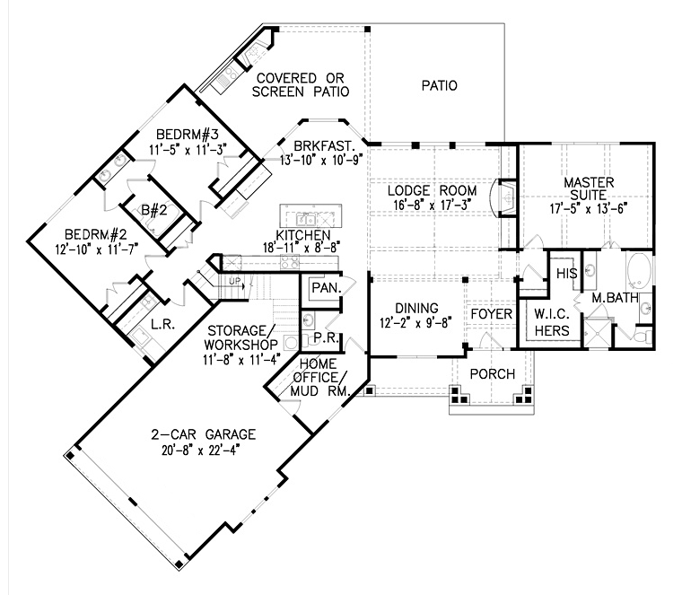 Cottage Country Craftsman French Country New American Style Traditional Level One of Plan 97632