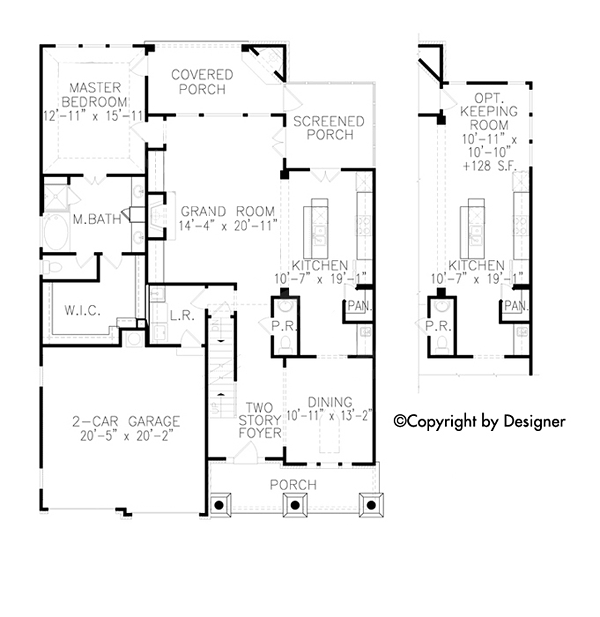 New American Style Southern Traditional Tudor Level One of Plan 97633