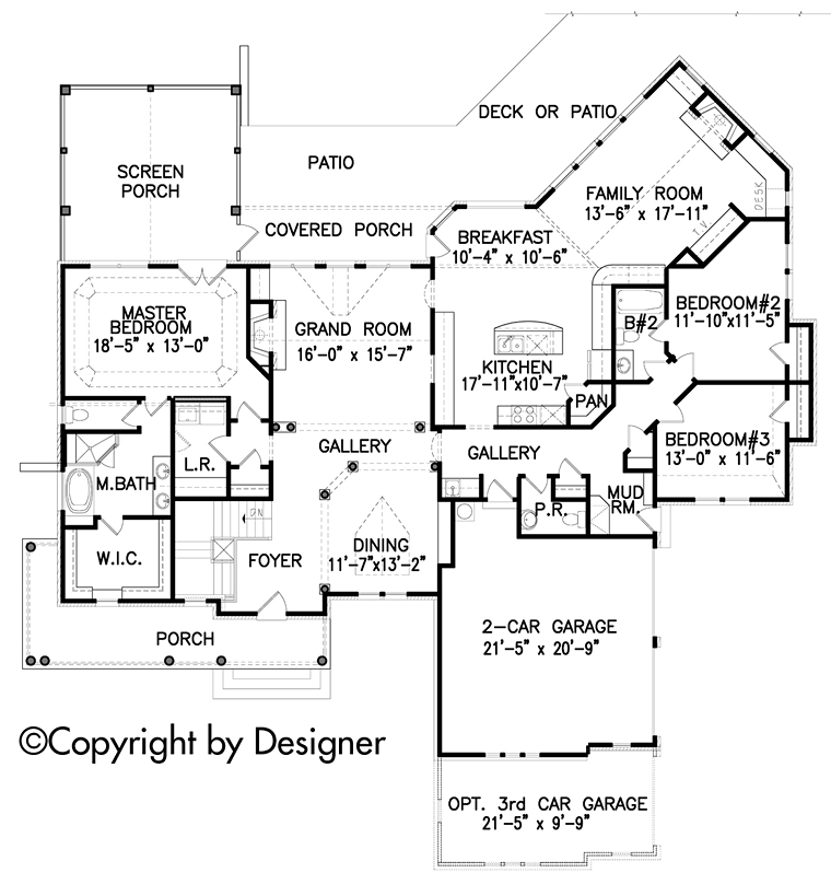 Bungalow Cottage Country Craftsman New American Style Southern Traditional Level One of Plan 97634