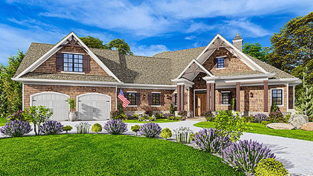 Country Craftsman Ranch Elevation of Plan 97639