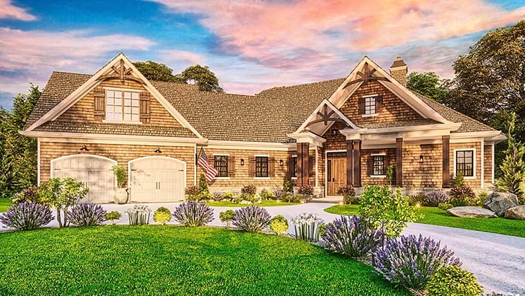 Country, Craftsman, New American Style, Ranch Plan with 2243 Sq. Ft., 3 Bedrooms, 3 Bathrooms, 2 Car Garage Picture 6