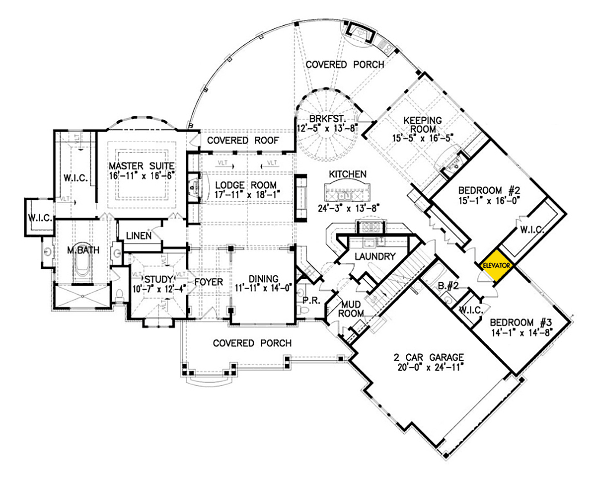 Craftsman New American Style Tuscan Level One of Plan 97640