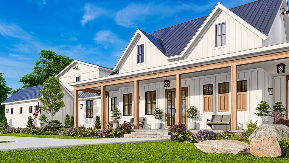 Country, Farmhouse, New American Style, Southern Plan with 2407 Sq. Ft., 3 Bedrooms, 3 Bathrooms, 3 Car Garage Picture 5