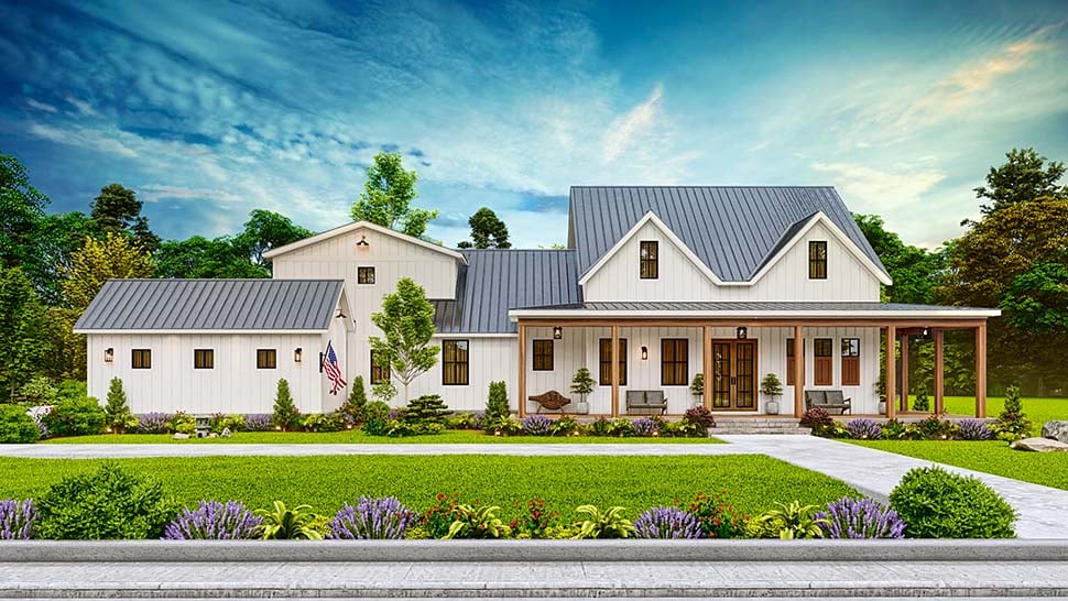Country, Farmhouse, New American Style, Southern Plan with 2407 Sq. Ft., 3 Bedrooms, 3 Bathrooms, 3 Car Garage Picture 7