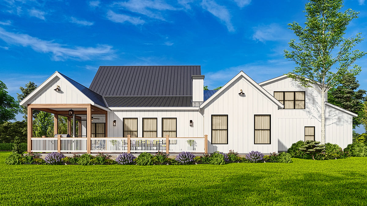 Country Farmhouse New American Style Southern Rear Elevation of Plan 97642