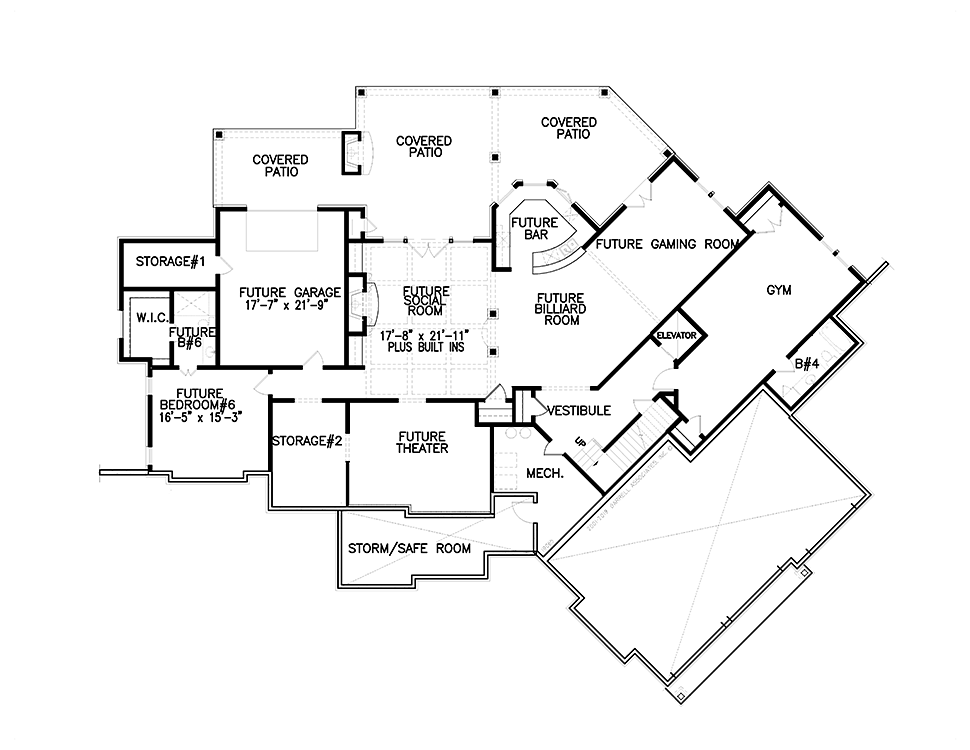 Cottage Country Craftsman New American Style Southern Lower Level of Plan 97644