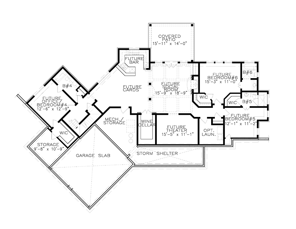 Coastal Cottage Craftsman New American Style Lower Level of Plan 97645