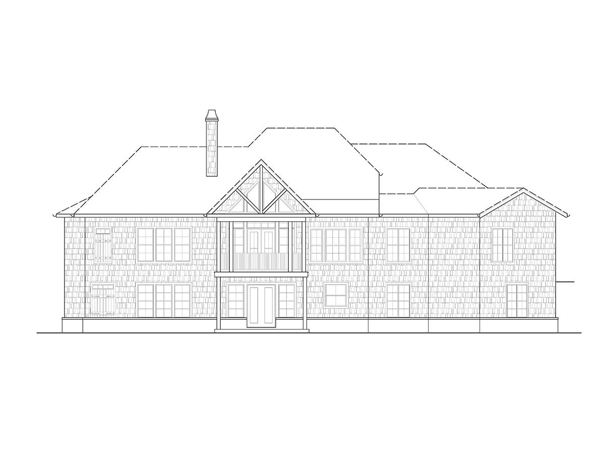 Coastal Cottage Craftsman New American Style Rear Elevation of Plan 97645