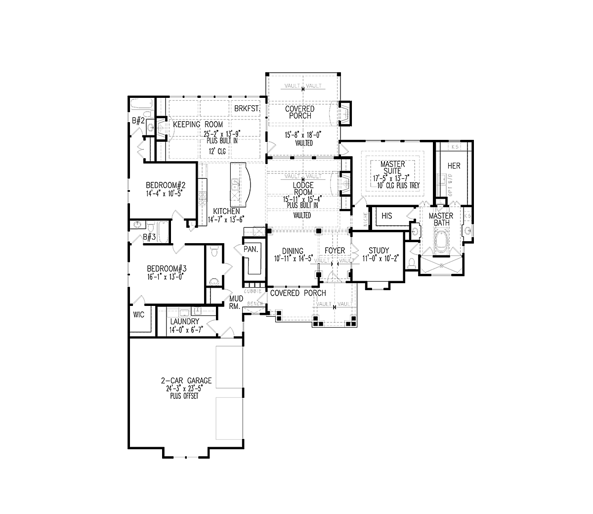 Country Craftsman New American Style Level One of Plan 97646