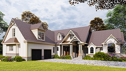 Country Craftsman New American Style Elevation of Plan 97647