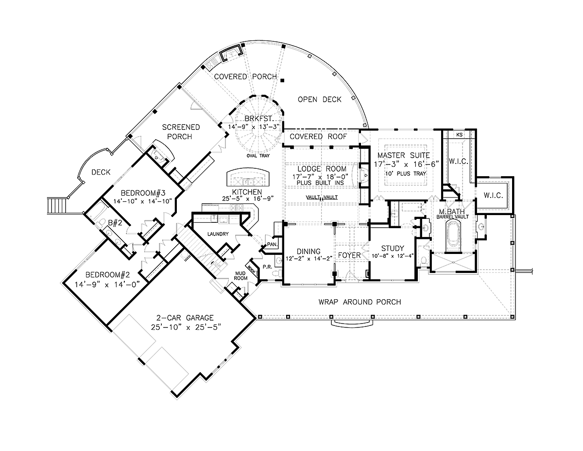 Country Farmhouse Traditional Level One of Plan 97648