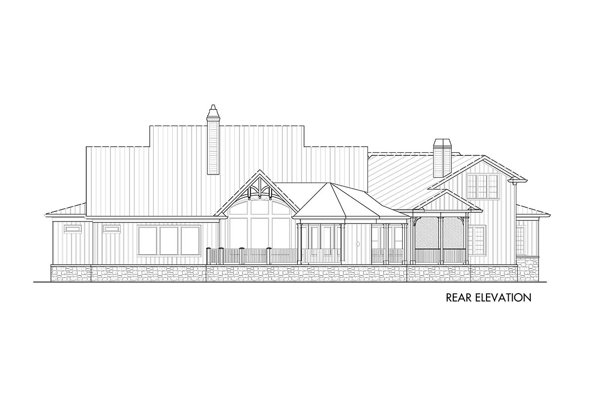 Country Farmhouse Traditional Rear Elevation of Plan 97648