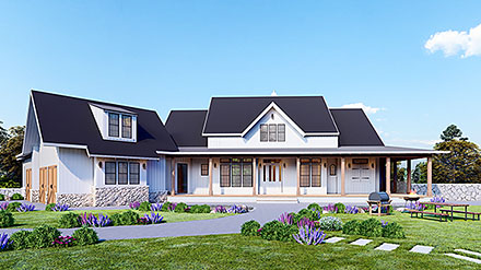 Country Farmhouse Southern Elevation of Plan 97649
