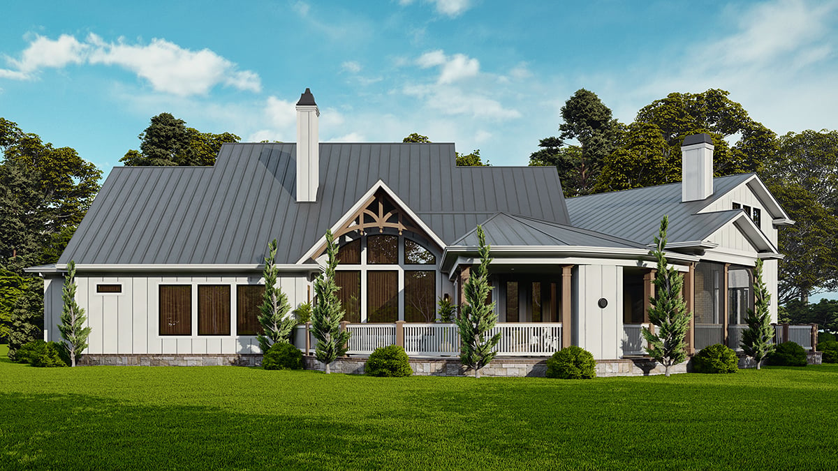 Country Craftsman Farmhouse Rear Elevation of Plan 97650