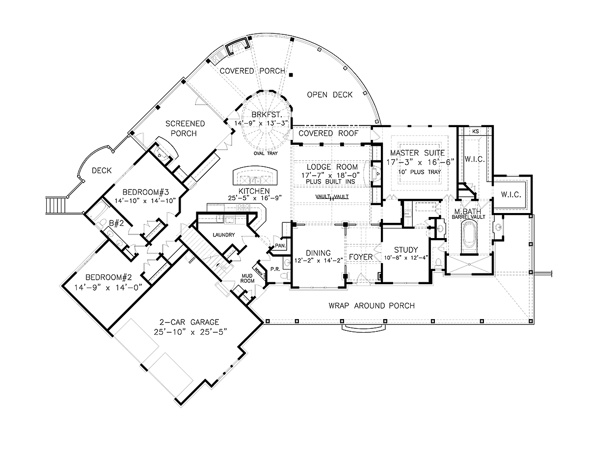 Country Farmhouse Level One of Plan 97651