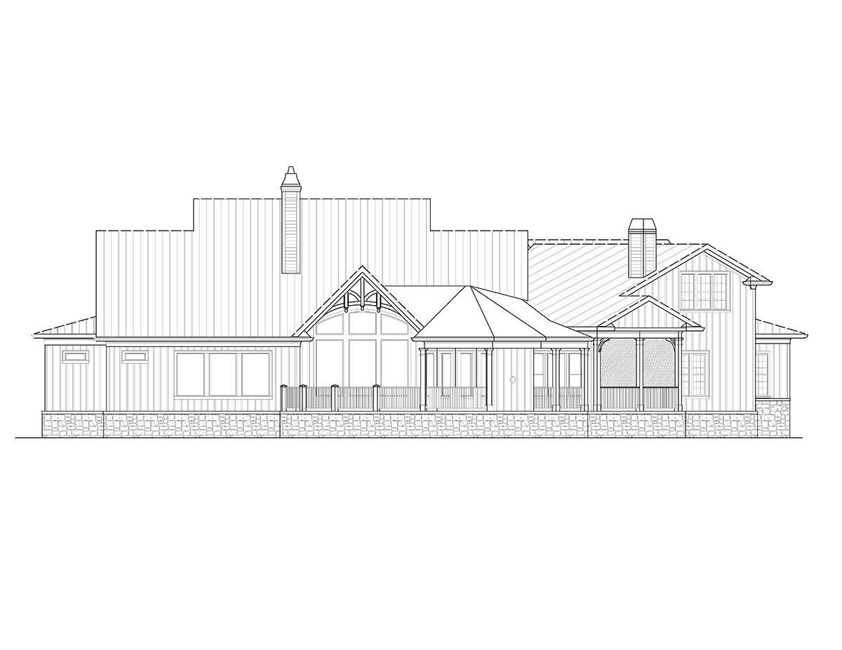 Country Farmhouse Rear Elevation of Plan 97651