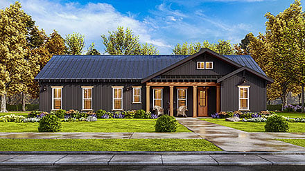 Country Farmhouse Southern Elevation of Plan 97652