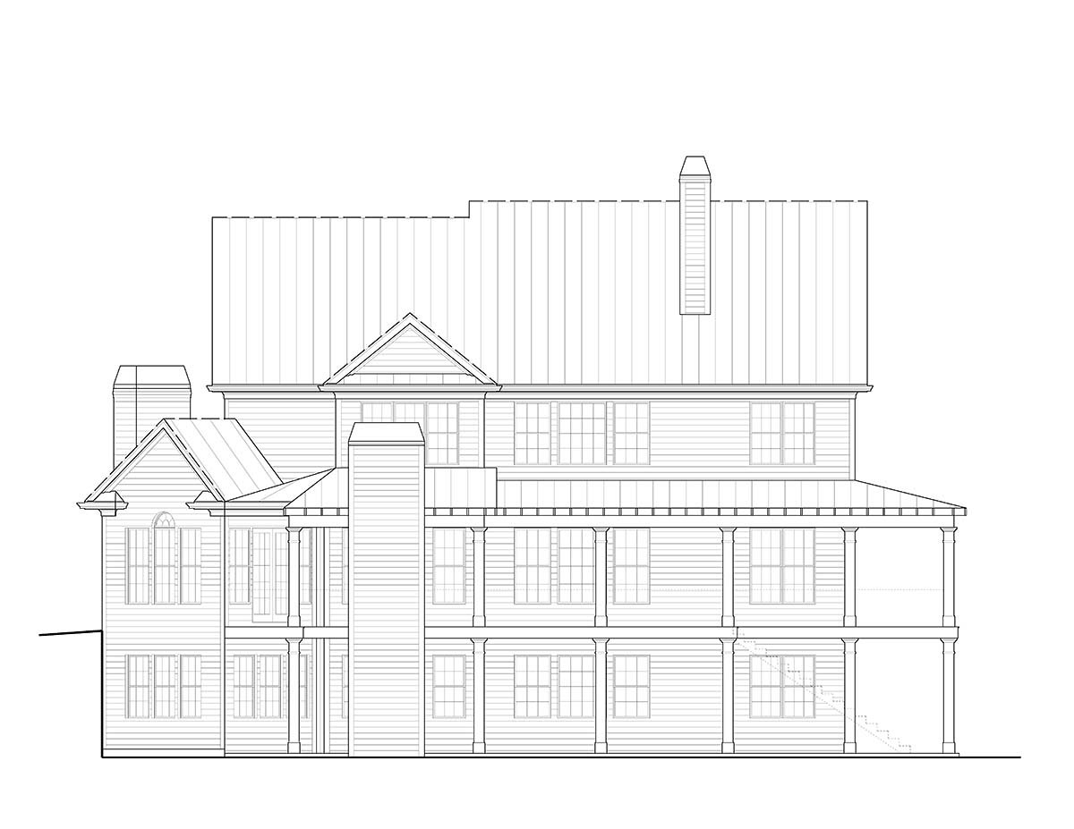 Country Farmhouse Ranch Southern Rear Elevation of Plan 97653