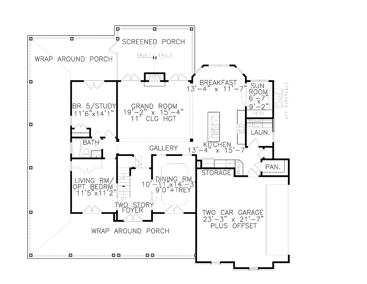 Country Farmhouse Ranch Southern Level One of Plan 97654