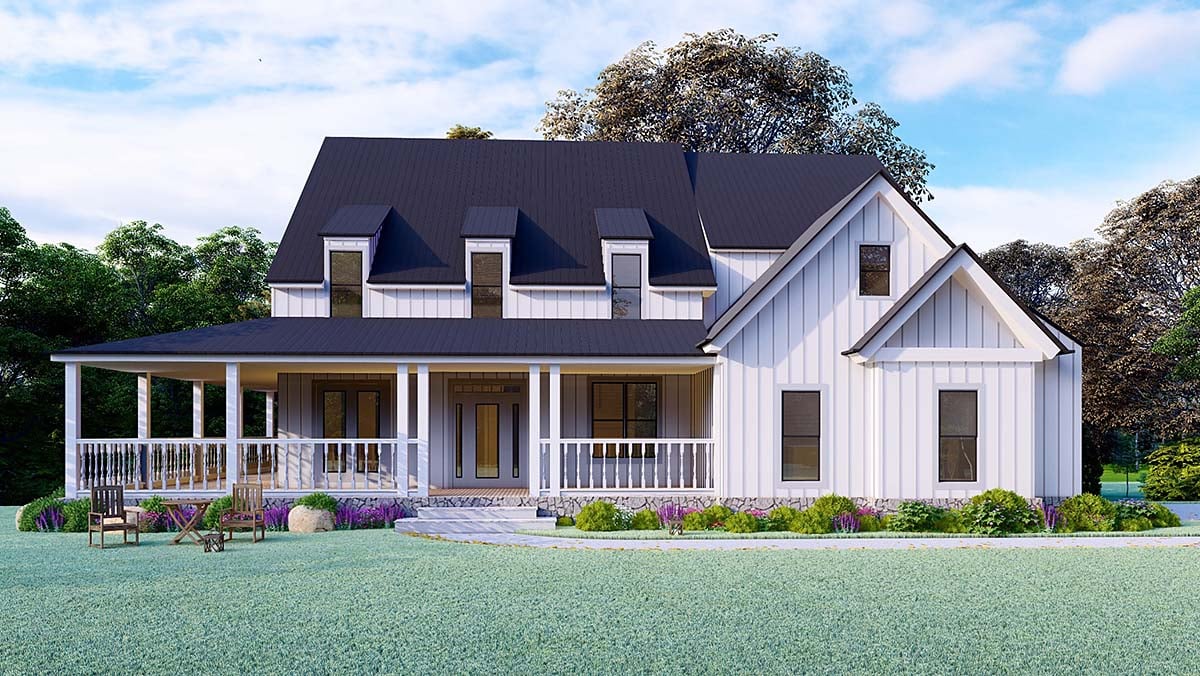 Country, Farmhouse, Ranch, Southern Plan with 3261 Sq. Ft., 4 Bedrooms, 5 Bathrooms, 2 Car Garage Elevation