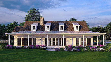 Country Farmhouse Southern Elevation of Plan 97656