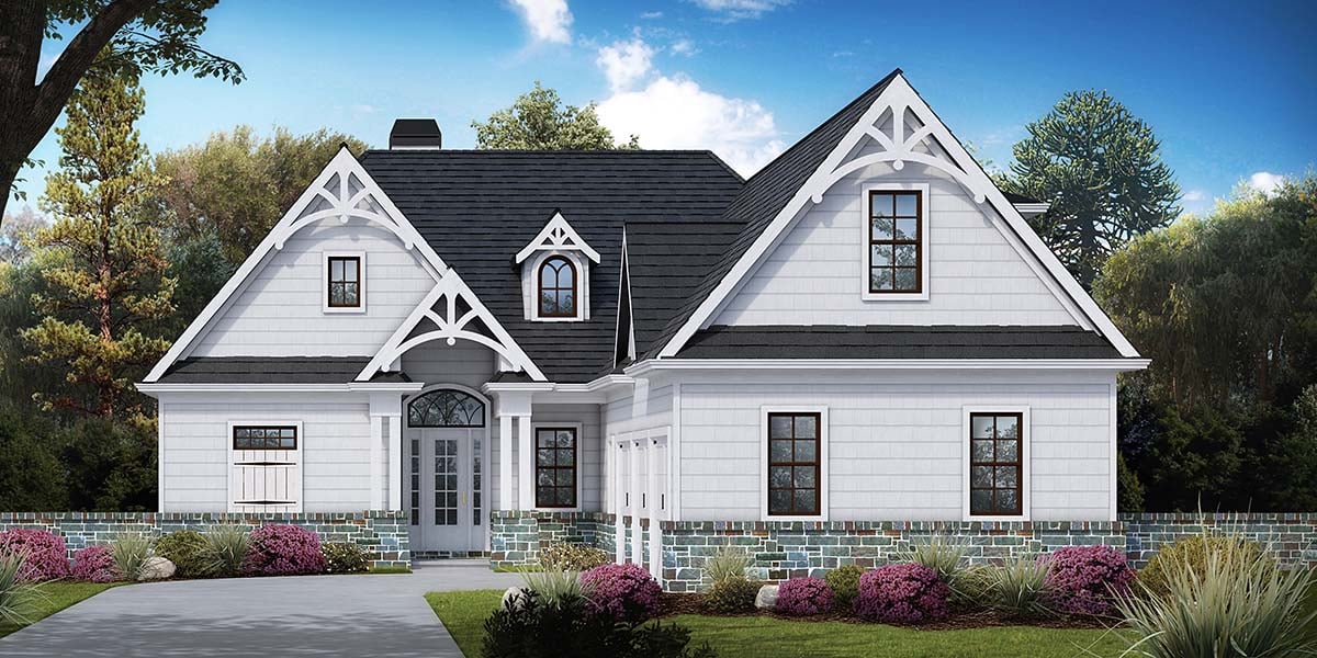 Country, Craftsman, Farmhouse, New American Style, Ranch Plan with 2498 Sq. Ft., 3 Bedrooms, 3 Bathrooms, 3 Car Garage Elevation