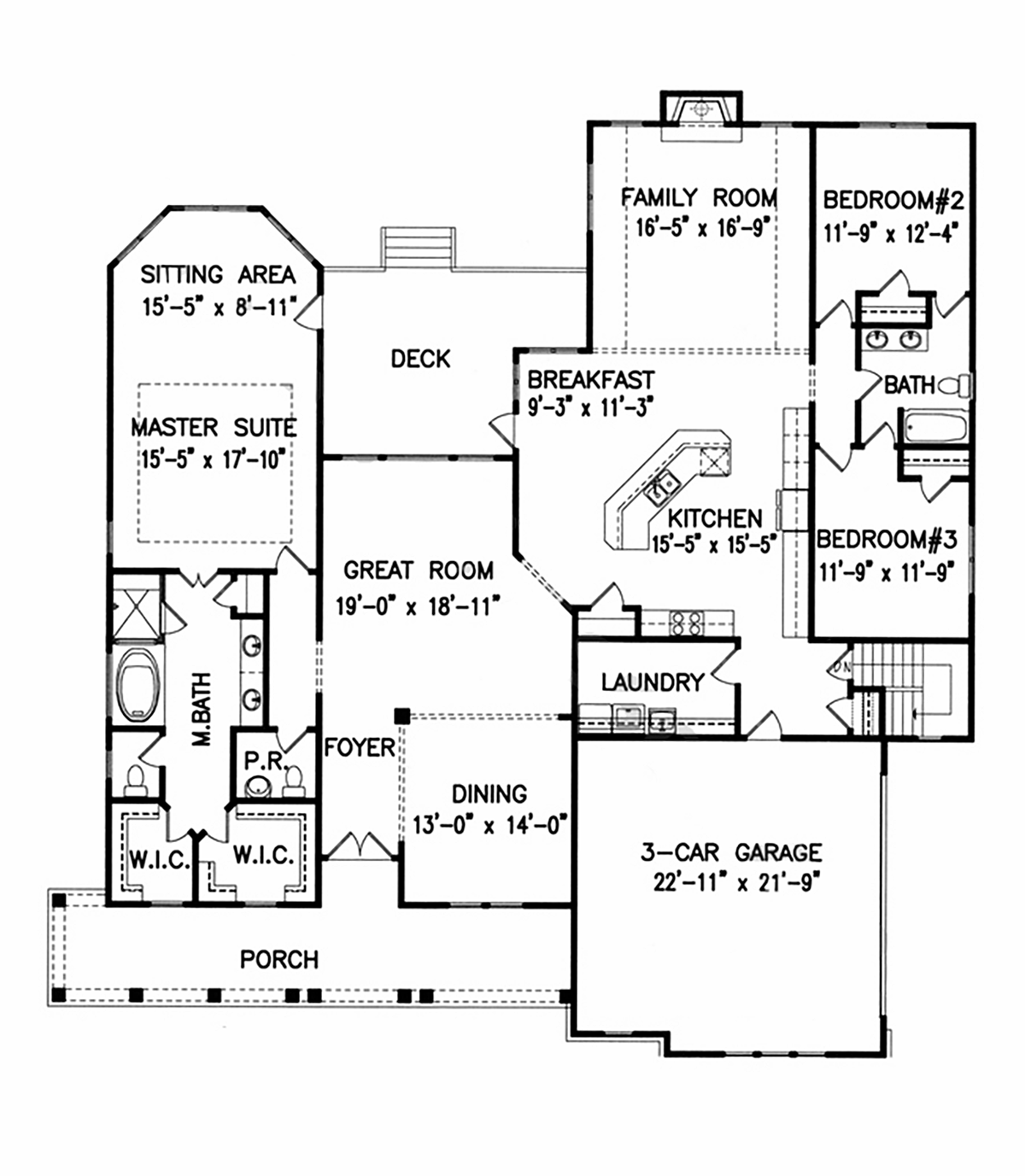 Country Farmhouse Ranch Southern Level One of Plan 97659