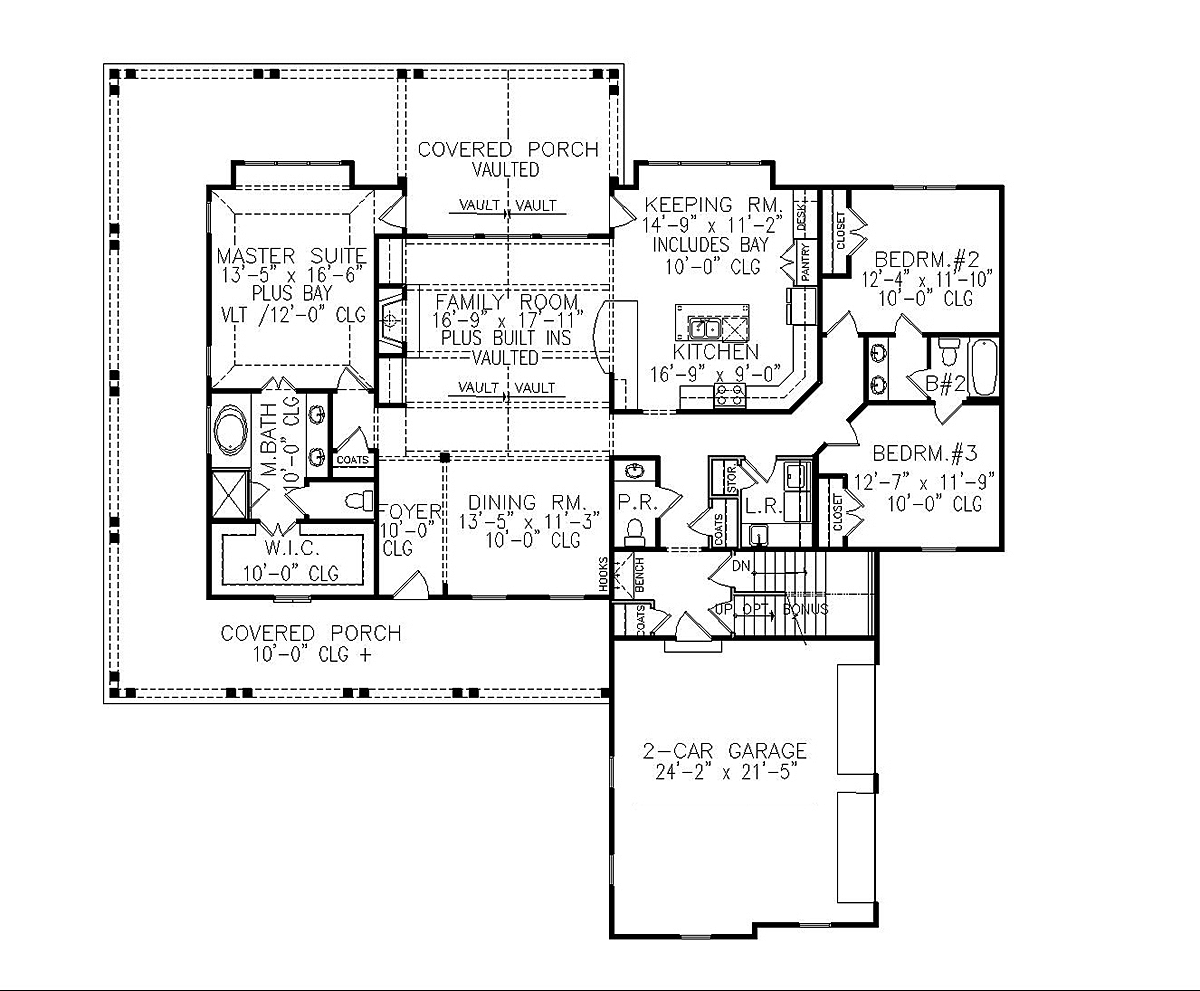 Country Farmhouse Southern Level One of Plan 97661